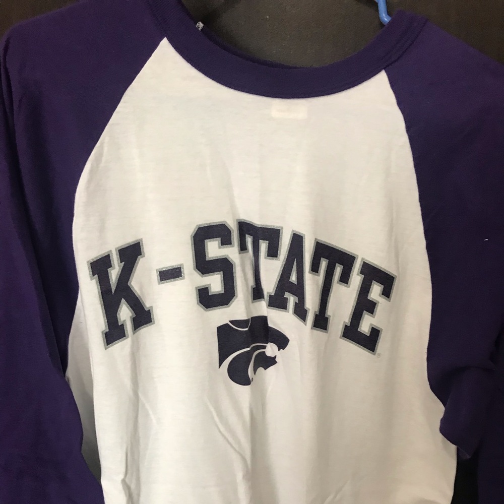 Kansas state baseball tee men’s Medium 3/4 sleeve